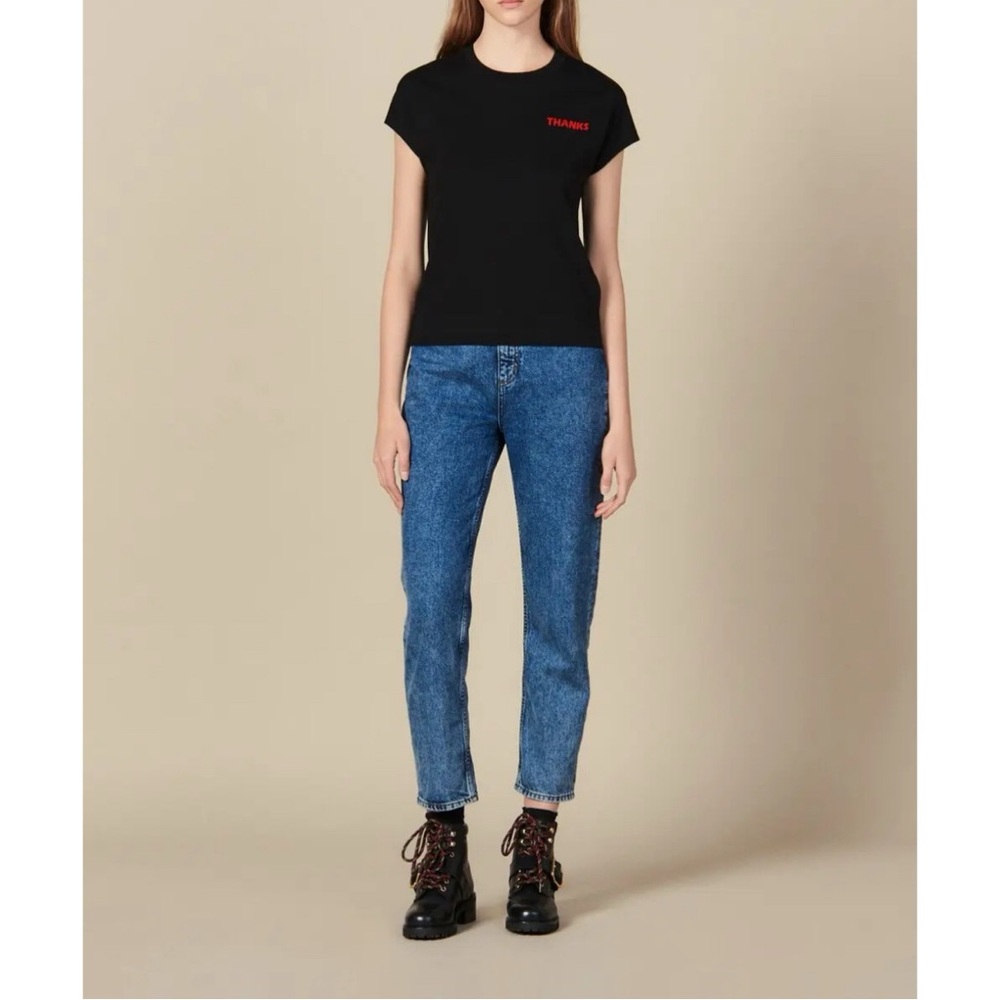 Sandro Thanks T-Shirt In Black Size 4 - Picture 2 of 12